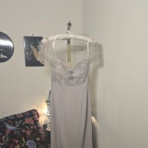 Elegant Embellished Silver Gown